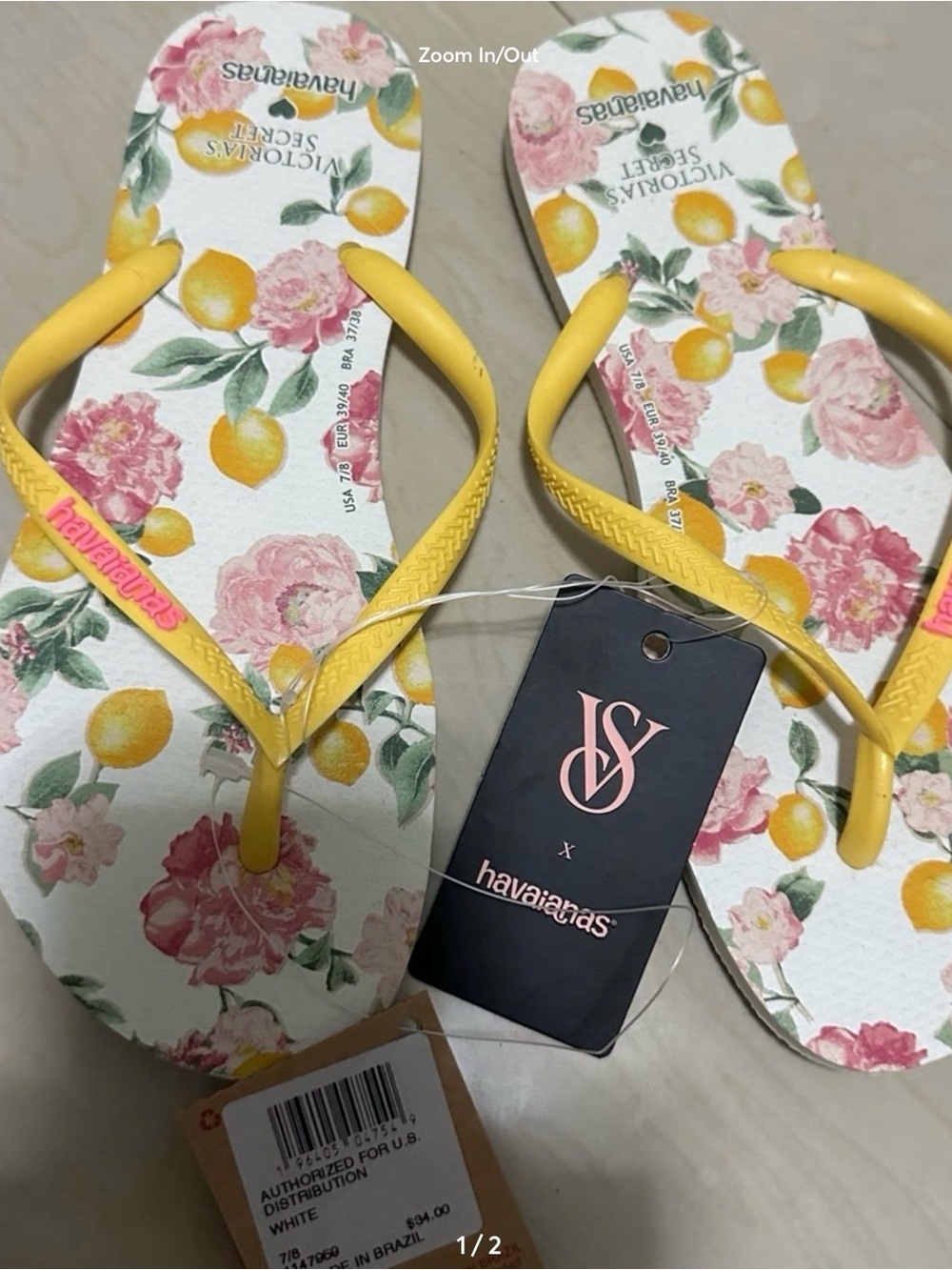 Havaianas Yellow Strap Floral & Lemon Print Sandals